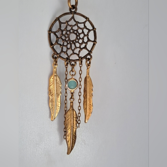 Dream Catcher Pendant with a Genuine Aqua Chalcedony Gemstone. - Picture 12 of 13